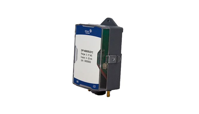 A three-quarters view of an Air differential pressure sensor unit